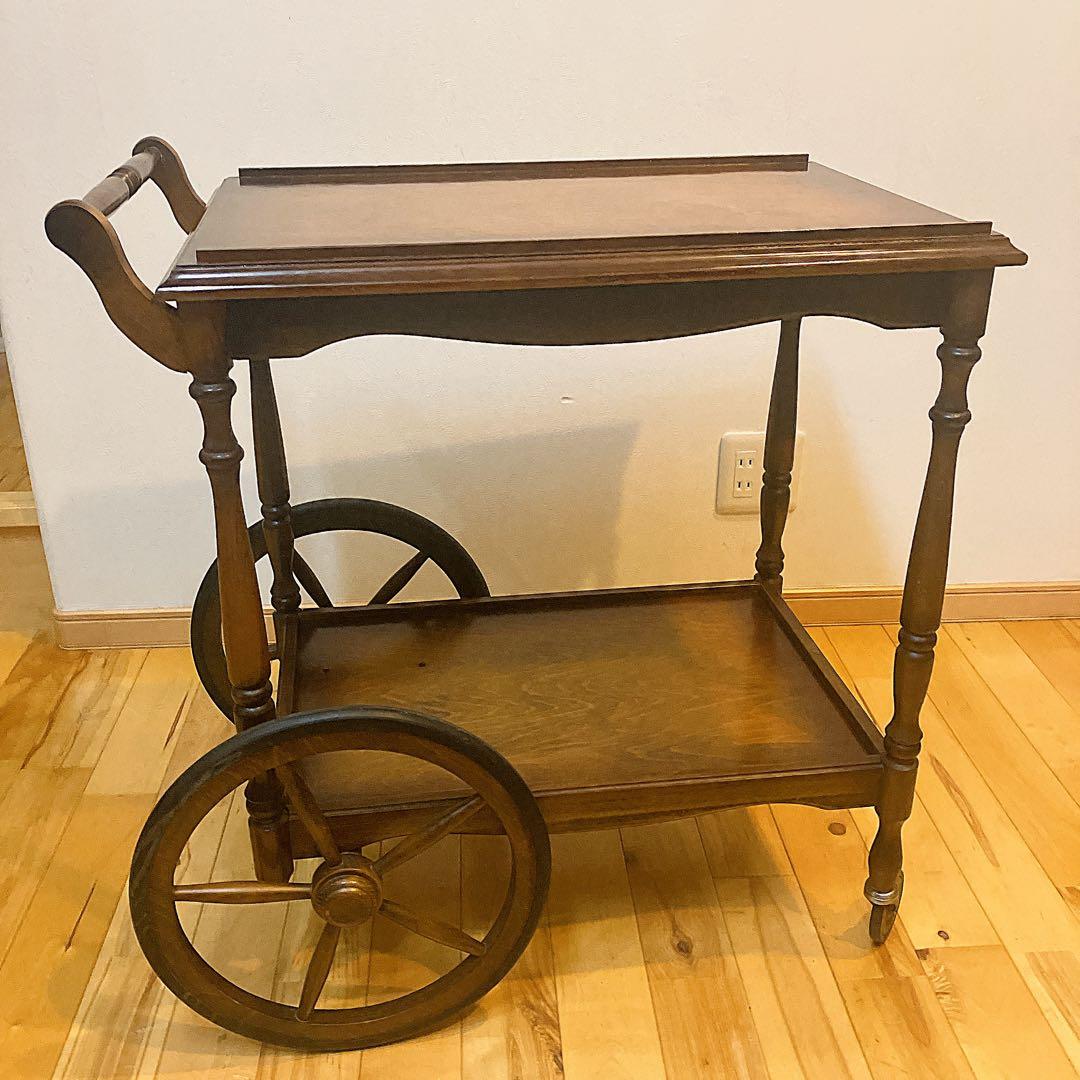 美品　レトロ調　木製カート　ワゴン　キッチン　アンティーク