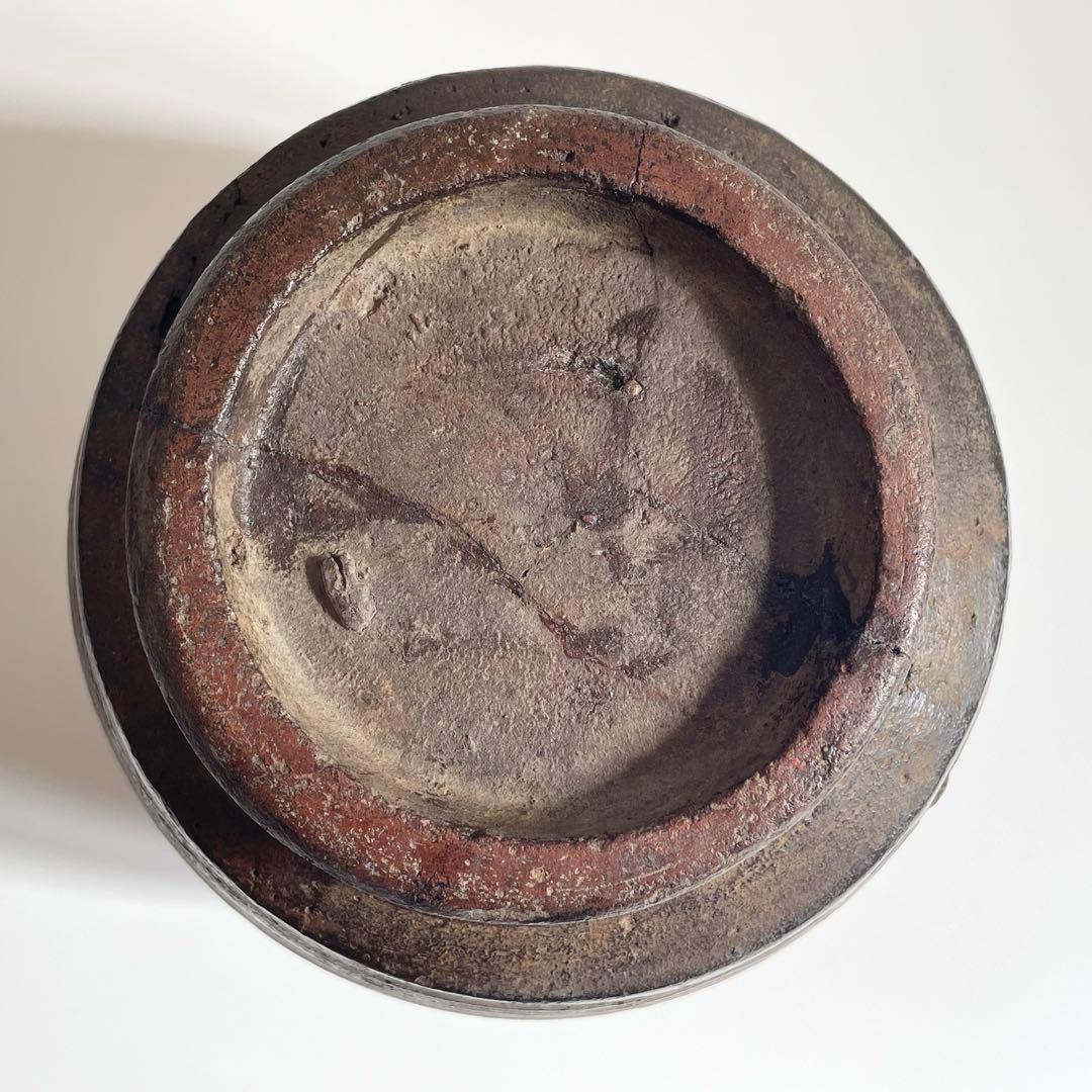 南蛮？ 櫛目波状文壺 ニュウ多い 状態考慮 検）古備前 古信楽 お歯黒壺