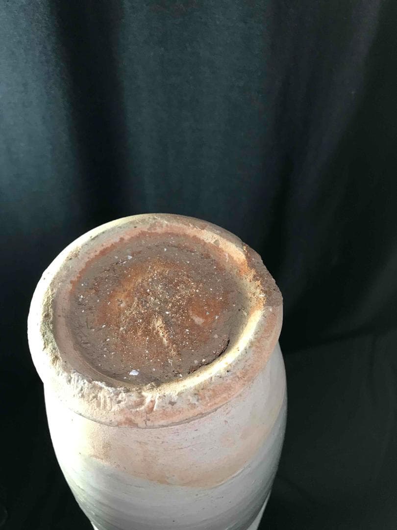 漢時代　白磁貼塑人佣龍文魂大瓶　花瓶　唐物　古賞物　時代物(D-42)