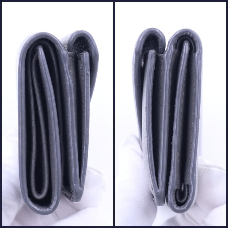 BALENCIAGA バレンシアガ ミニ 三つ折り財布 グレー レザー