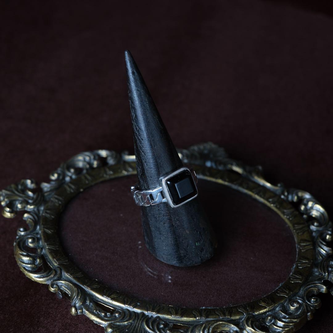 シルバー925 silver スクエアオニキスリング/軽研磨仕上げ/18号