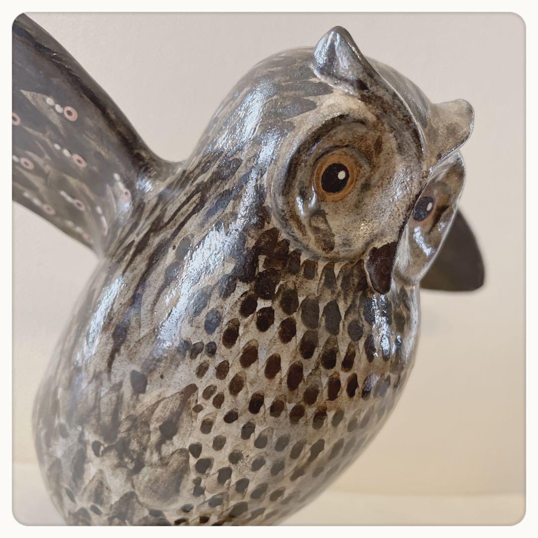 フクロウ　オブジェ　ハンドメイド陶器　スイスJacob Gelzer