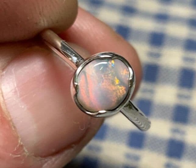 他人祭♡極ネオン　ライトニングリッジ産セミブラックピクチャーオパール　925SV