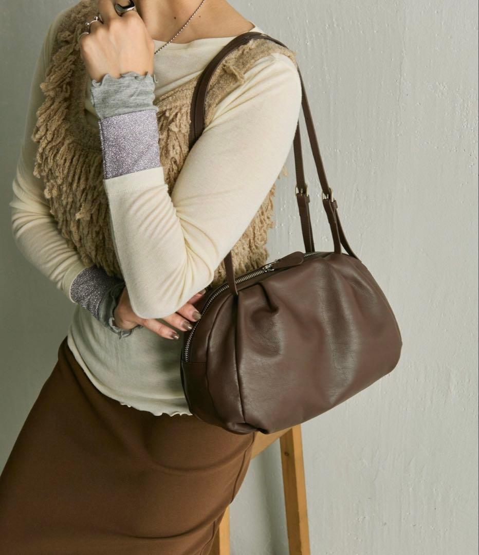 新品♡パピヨネ♡コロンボストンバッグ♡ブラウン