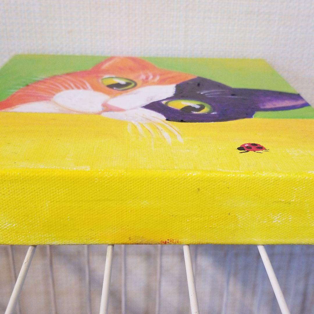 油絵　専用　てんとう虫を見ている猫　キュービックピュアコットンキャンバス
