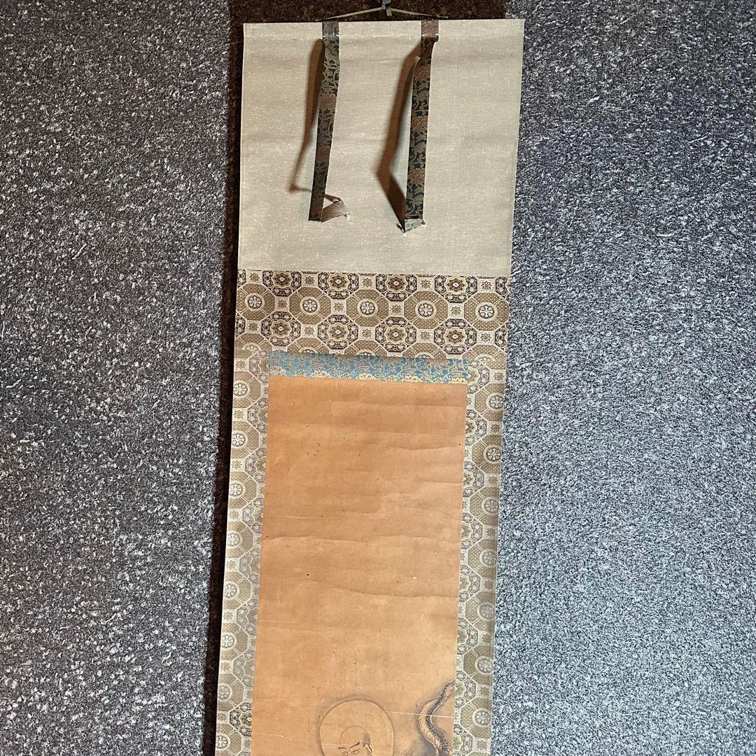 2170様感謝‼️DRAGONをかたわらに‼️模写「騎龍佛像」雪舟作時代掛軸桐箱入