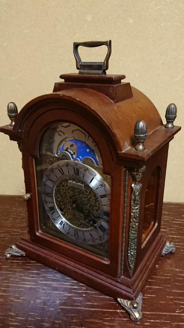 完動 鍵巻き置時計 ハミルトン 西ドイツ ムーンフェイズ アンティーク