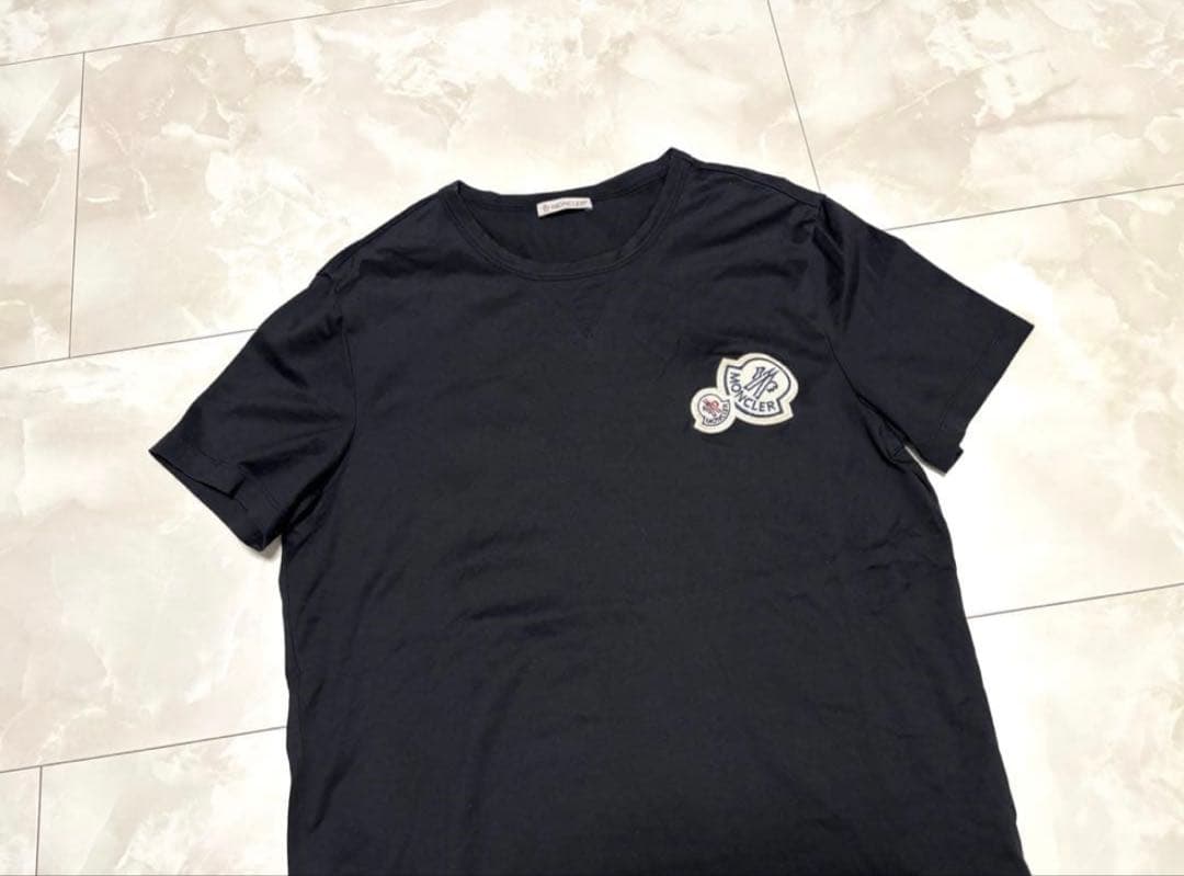 国内正規品 モンクレール ダブルワッペン Tシャツ 半袖 XL ブラック