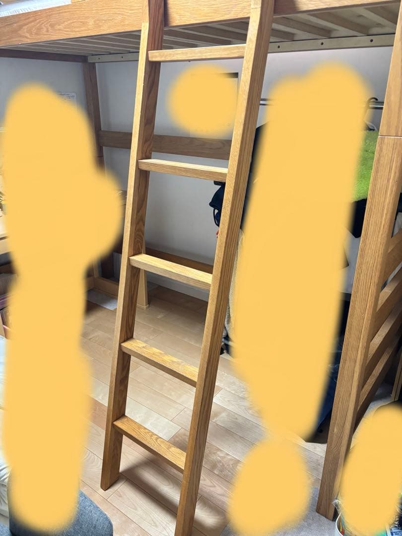 オーク材ハイベッド幅87.5×奥行204×高187cm 引き取り限定無印良品