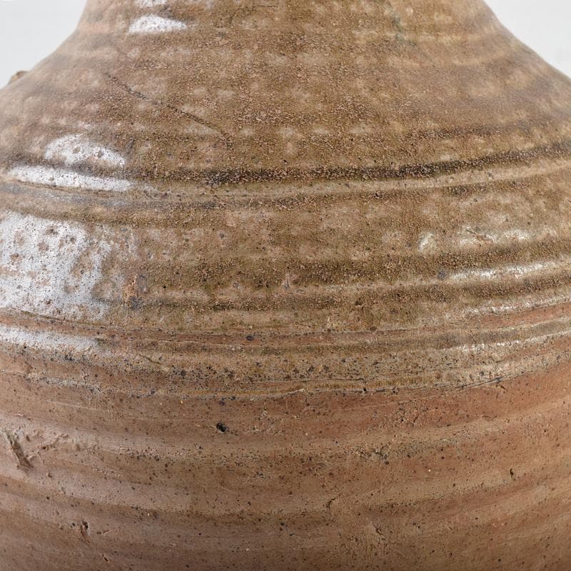 中国　褐釉　双耳壷　時代箱付　V　R8590B