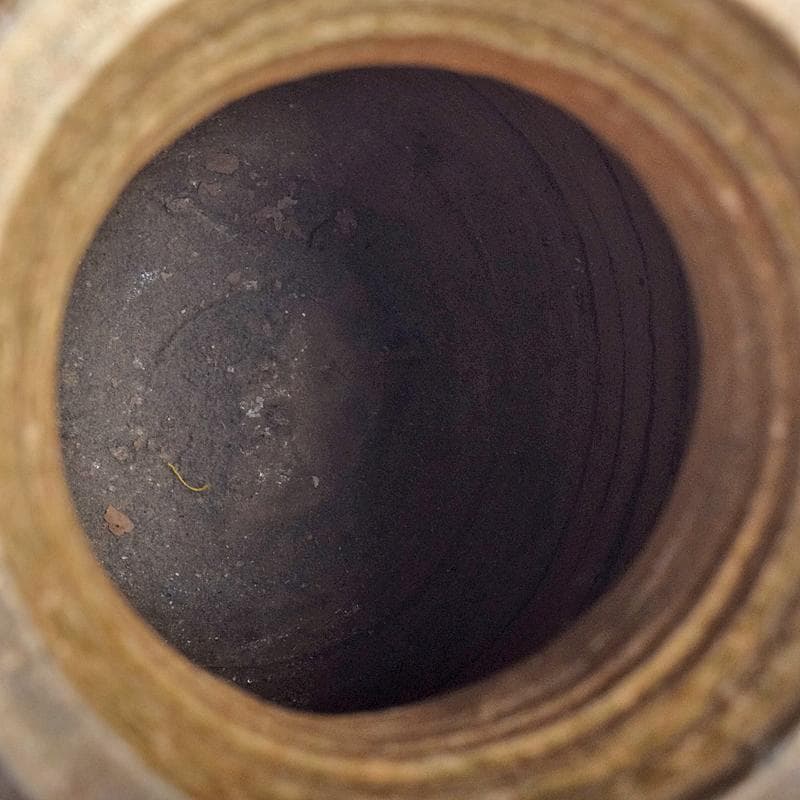 中国　褐釉　双耳壷　時代箱付　V　R8590B