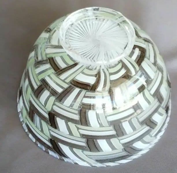 ★藤原奈津江作★井桁模様★吹きガラス菓子器（ボール）