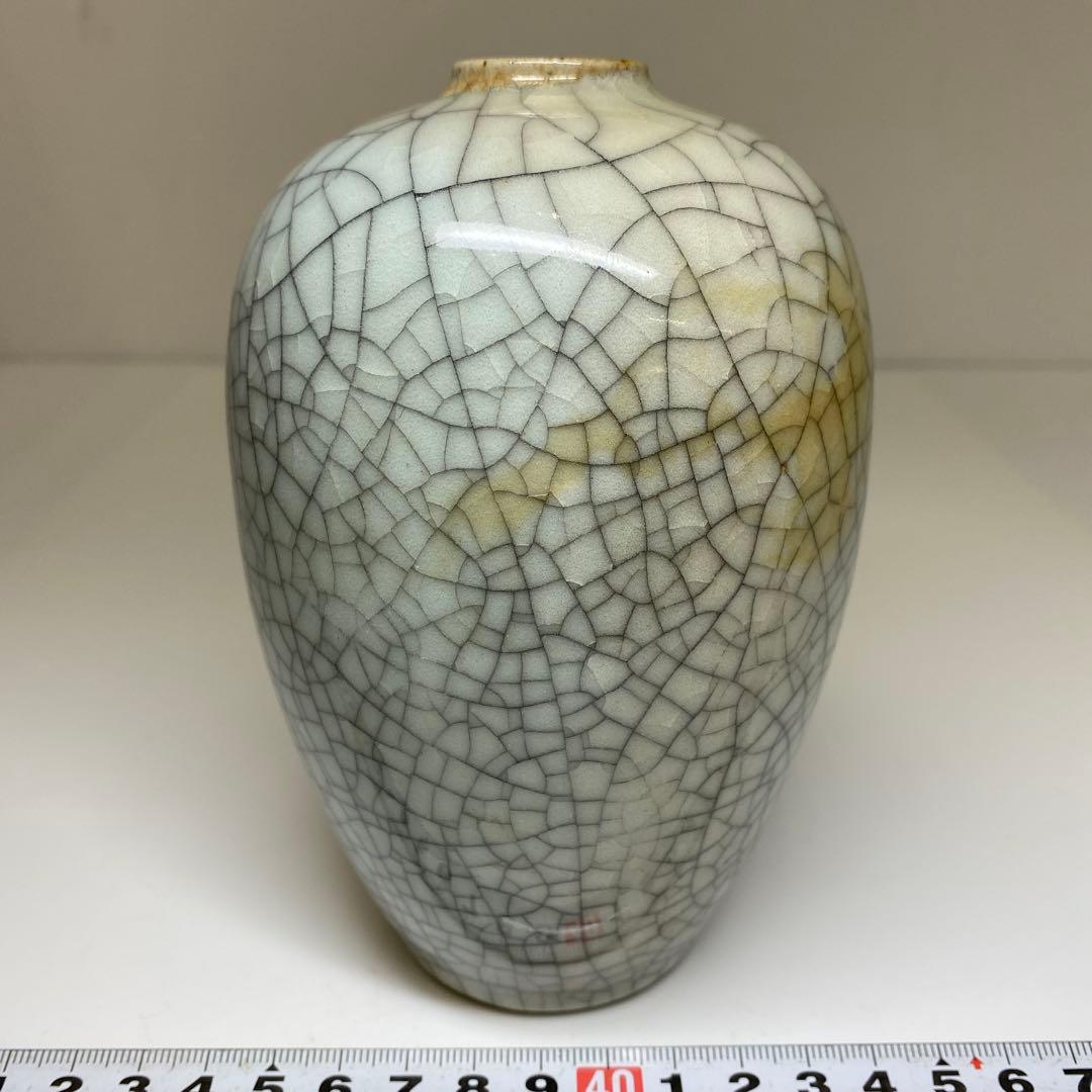 中国古窯　哥窯花瓶　高さ約14.5㎝　本Y7-0331☆1Fタエチ