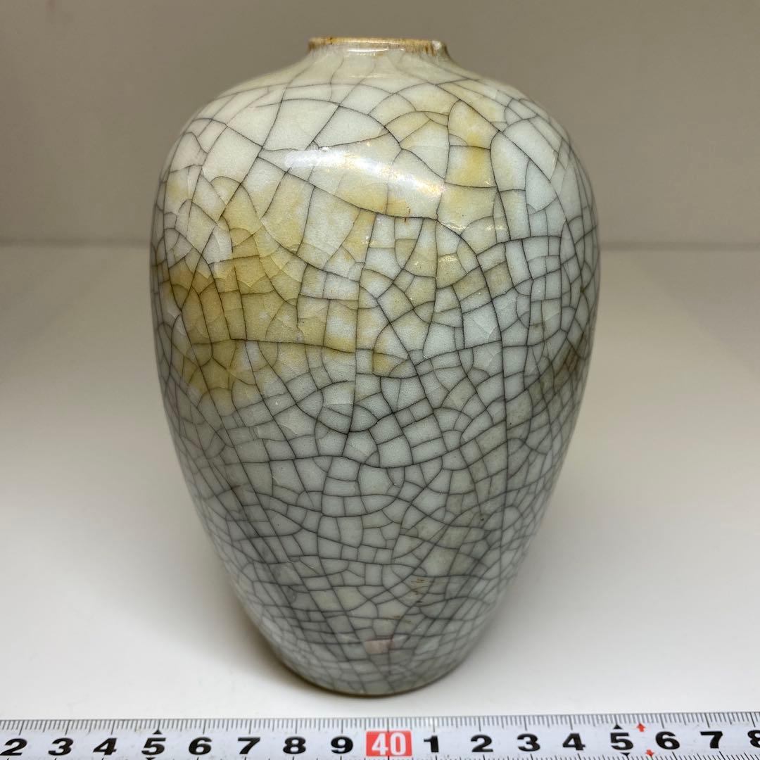 中国古窯　哥窯花瓶　高さ約14.5㎝　本Y7-0331☆1Fタエチ