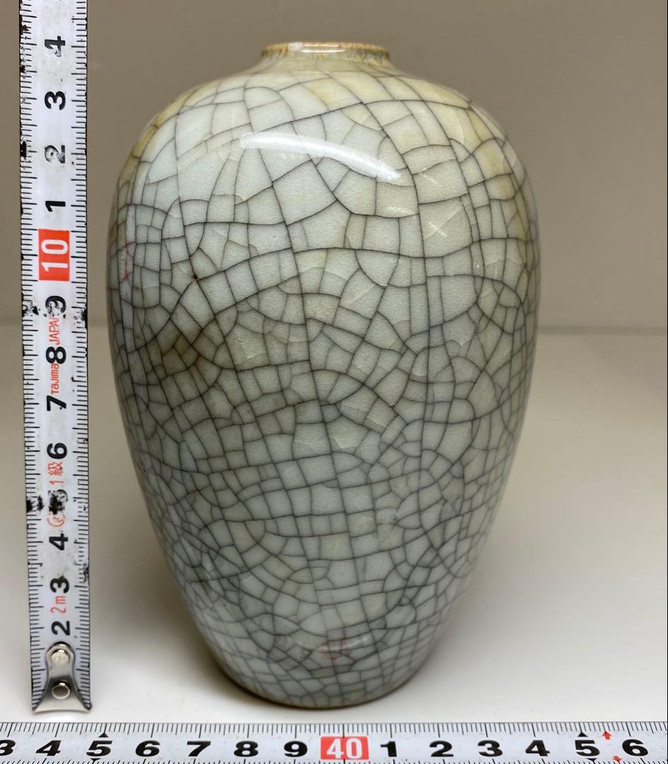中国古窯　哥窯花瓶　高さ約14.5㎝　本Y7-0331☆1Fタエチ