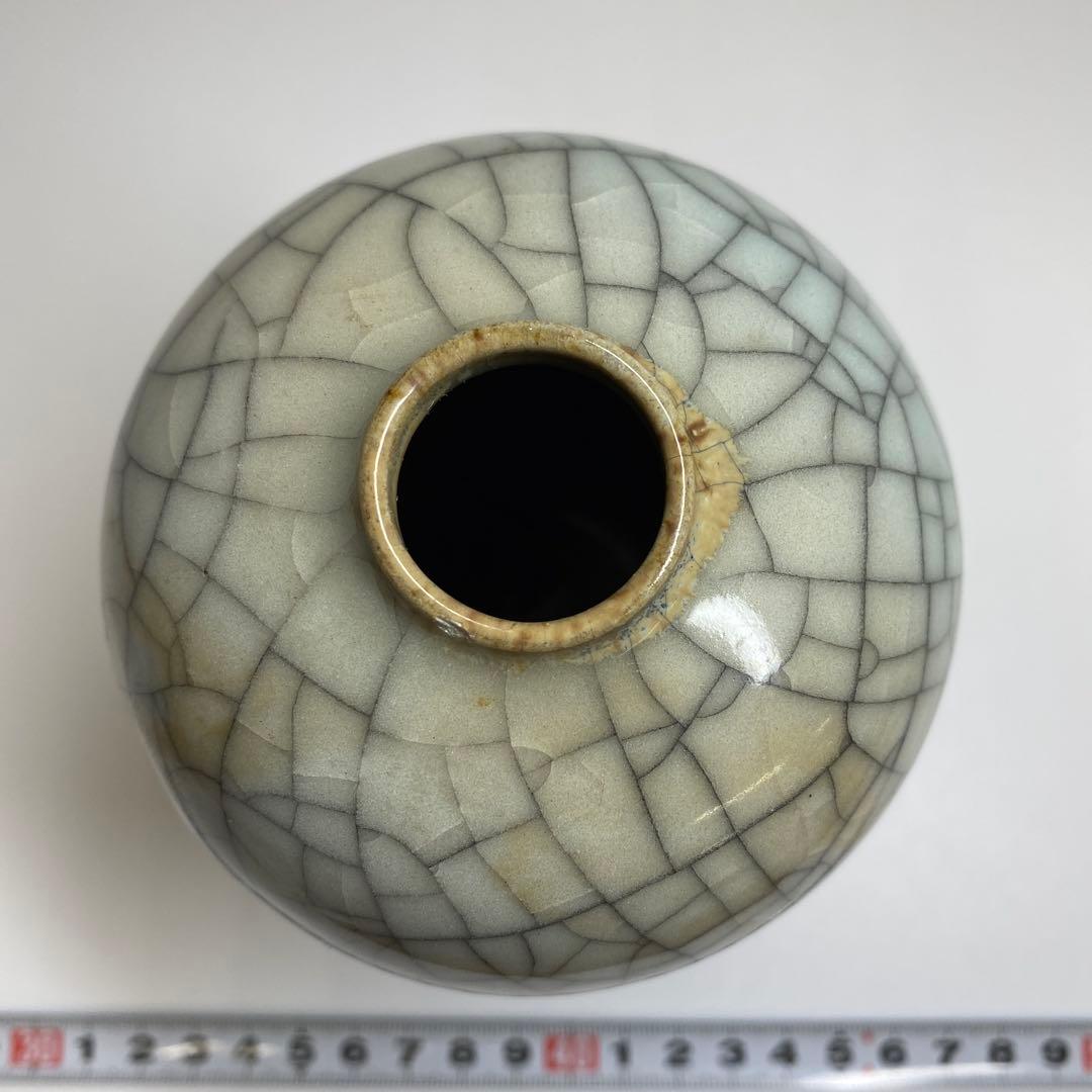 中国古窯　哥窯花瓶　高さ約14.5㎝　本Y7-0331☆1Fタエチ