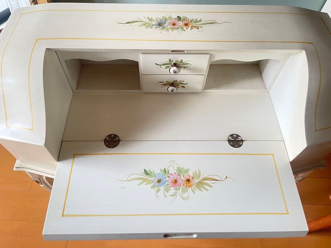 イタリア製❀︎花柄❀︎猫足ライティングビューロー・デスク(送料込み)