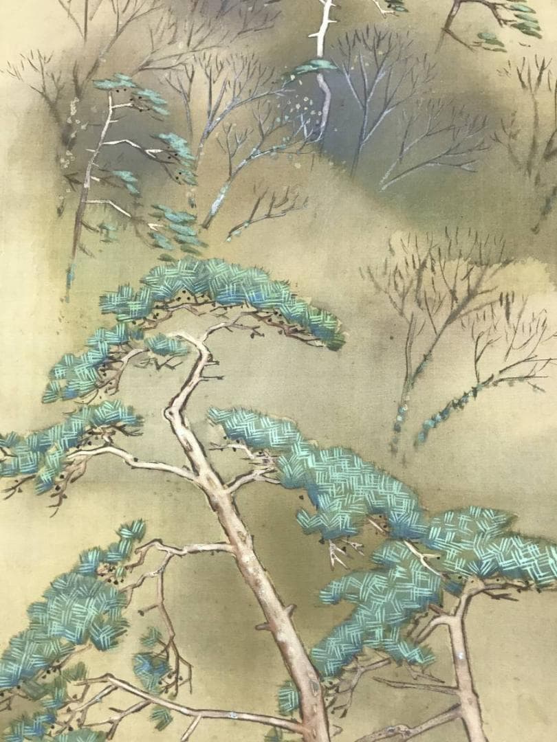 真作/池田遙邨/山水図/嵐峡/嵐山/遊覧船/掛軸/名家伝来/AE-120