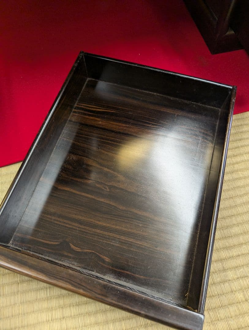 総黒檀 最高級 黒檀 文机 書斎 机 唐木家具 銘木 無垢材 飾り棚