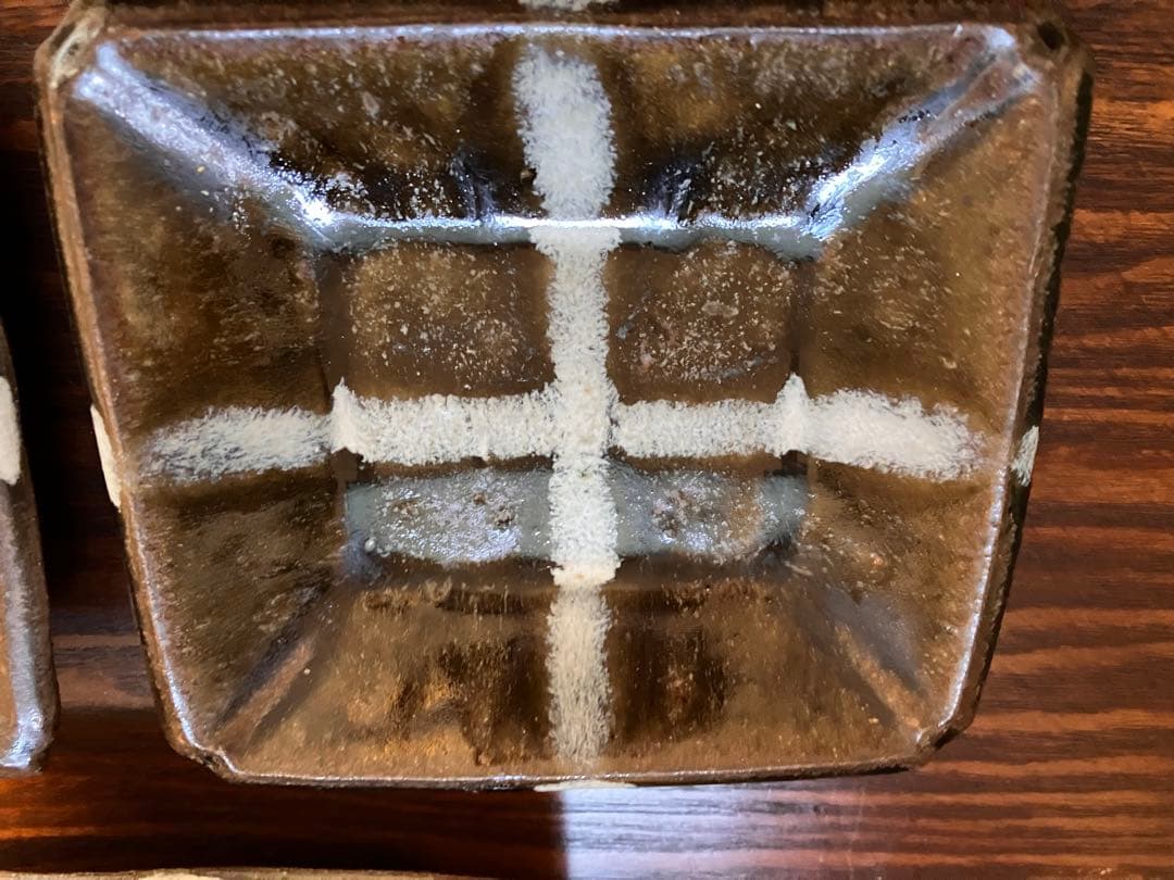 生田和孝丹波焼 緑釉四方角小皿3客 河井寛次郎 弟子 民藝　民芸