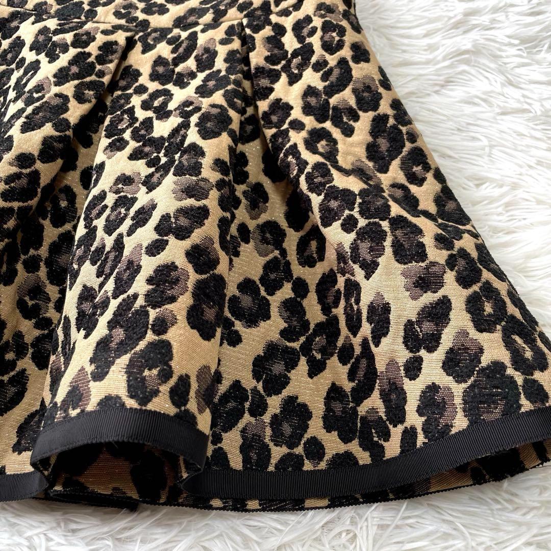 ✨エムズグレイシー✨【M】タグ付未使用品✨切り替えタックスカート✨レオパ　ヒョウ