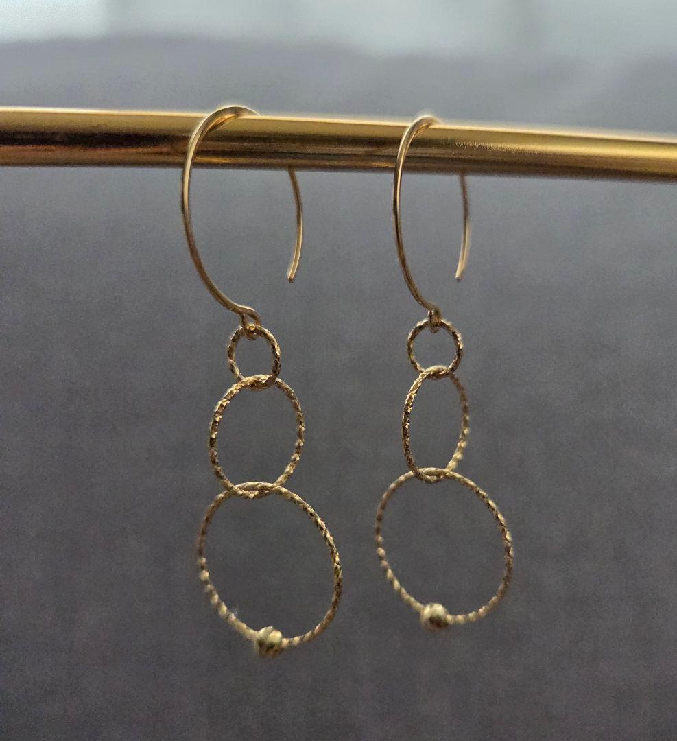 GSTV　K18YGデュアルサークルフィッティングピアス