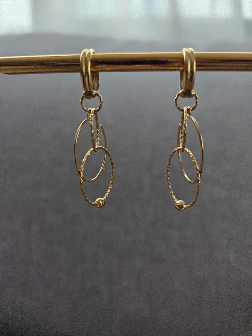 GSTV　K18YGデュアルサークルフィッティングピアス