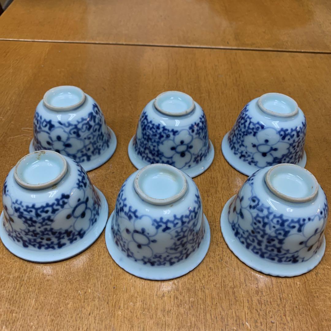 伊万里焼、花唐草模様、蕎麦猪口6ケ