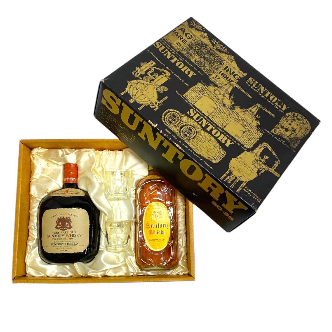 未開栓 古酒　サントリー　オールドウイスキー/角瓶　グラスセット　24め107