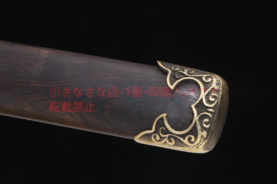 魚皮柄小唐横刀黒白檀模様鋼焼刃 古兵器 武具 刀装具 日本刀 模造刀 居合刀