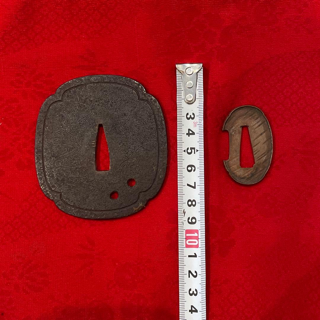 刀　鍔　切羽　2点　勝虫図　② 骨董　古美術