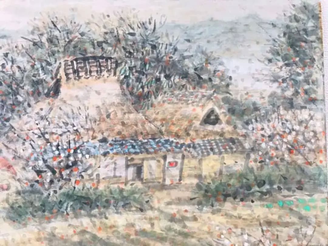 白井青淵『湖西の早春風景』日本画 10号 原画 和紙 真作保証