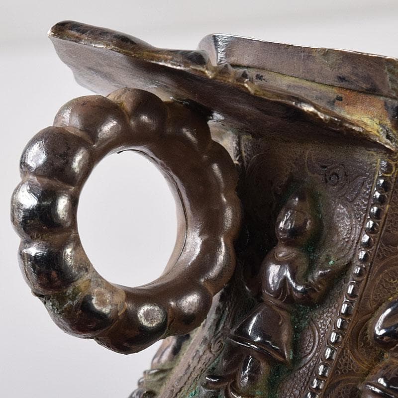 中国　唐物　人物刻　銀酒杯　爵　重さ約68ｇ　V　R8504