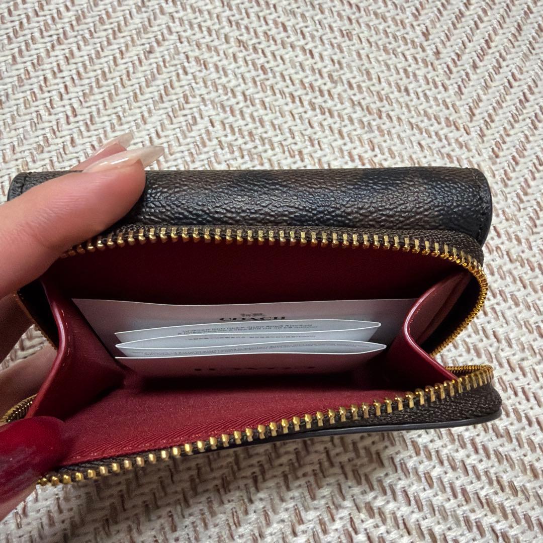 COACH 赤 三つ折り財布 箱付き