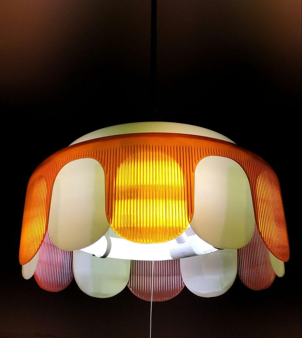 ナショナル製 昭和レトロポップ フリル 蛍光灯 照明 ペンダント ライト