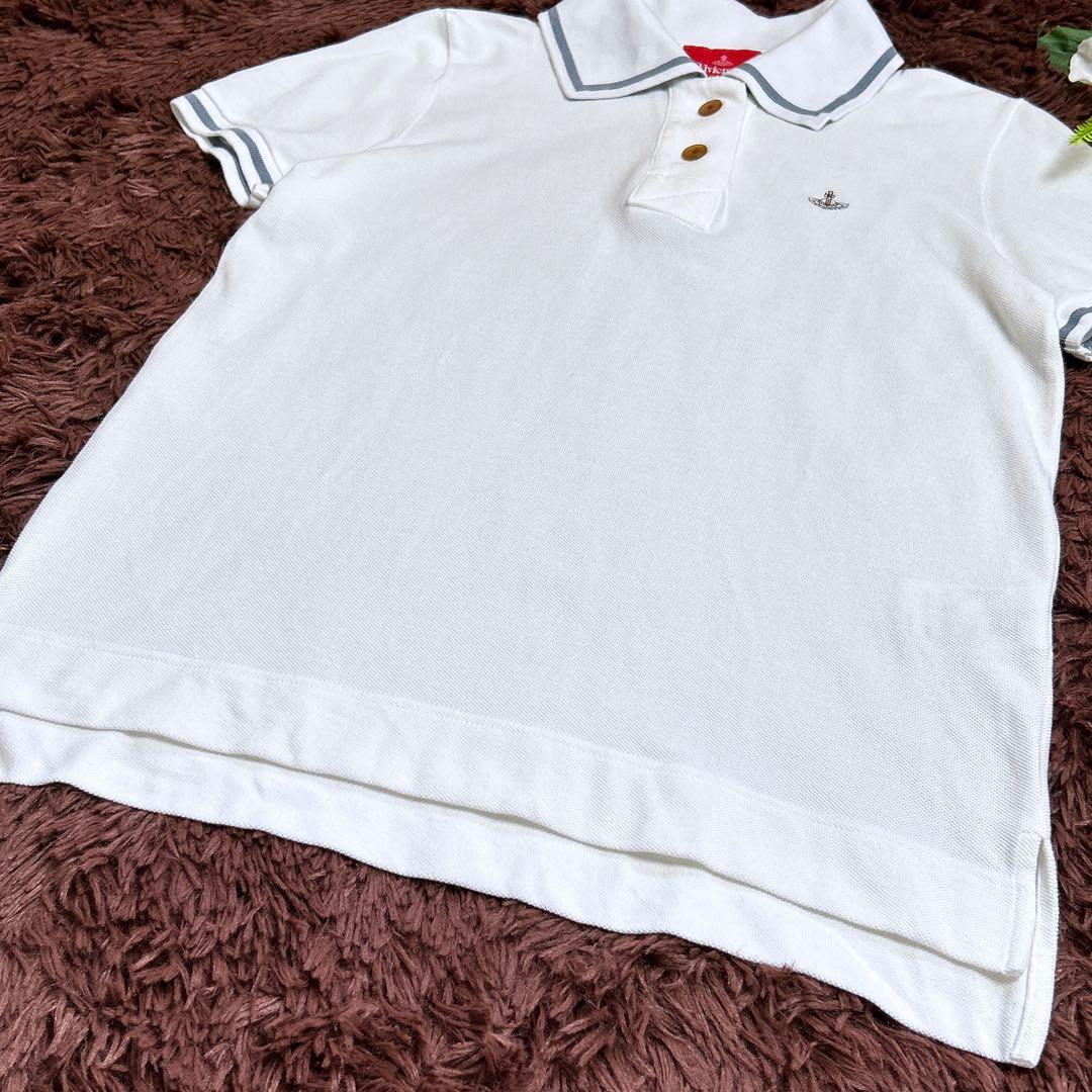 美品✨ヴィヴィアンウエストウッド　オーブ刺繍　ポロシャツ　ホワイト　2