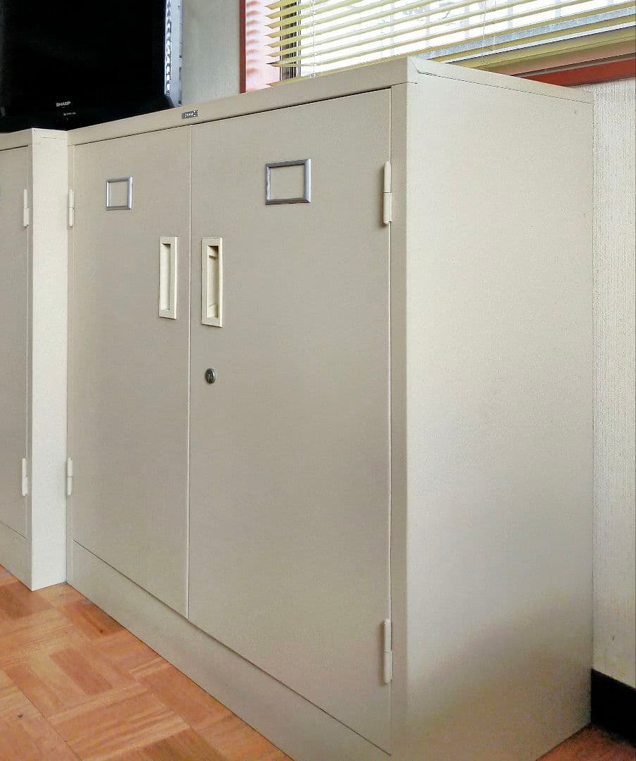 LION 収納キャビネット 2ドア グレー