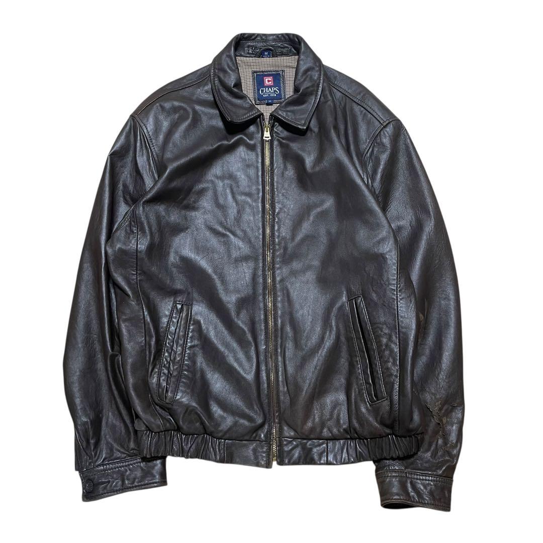 00s CHAPS チャップス レザー スウィングトップ ダークブラウン