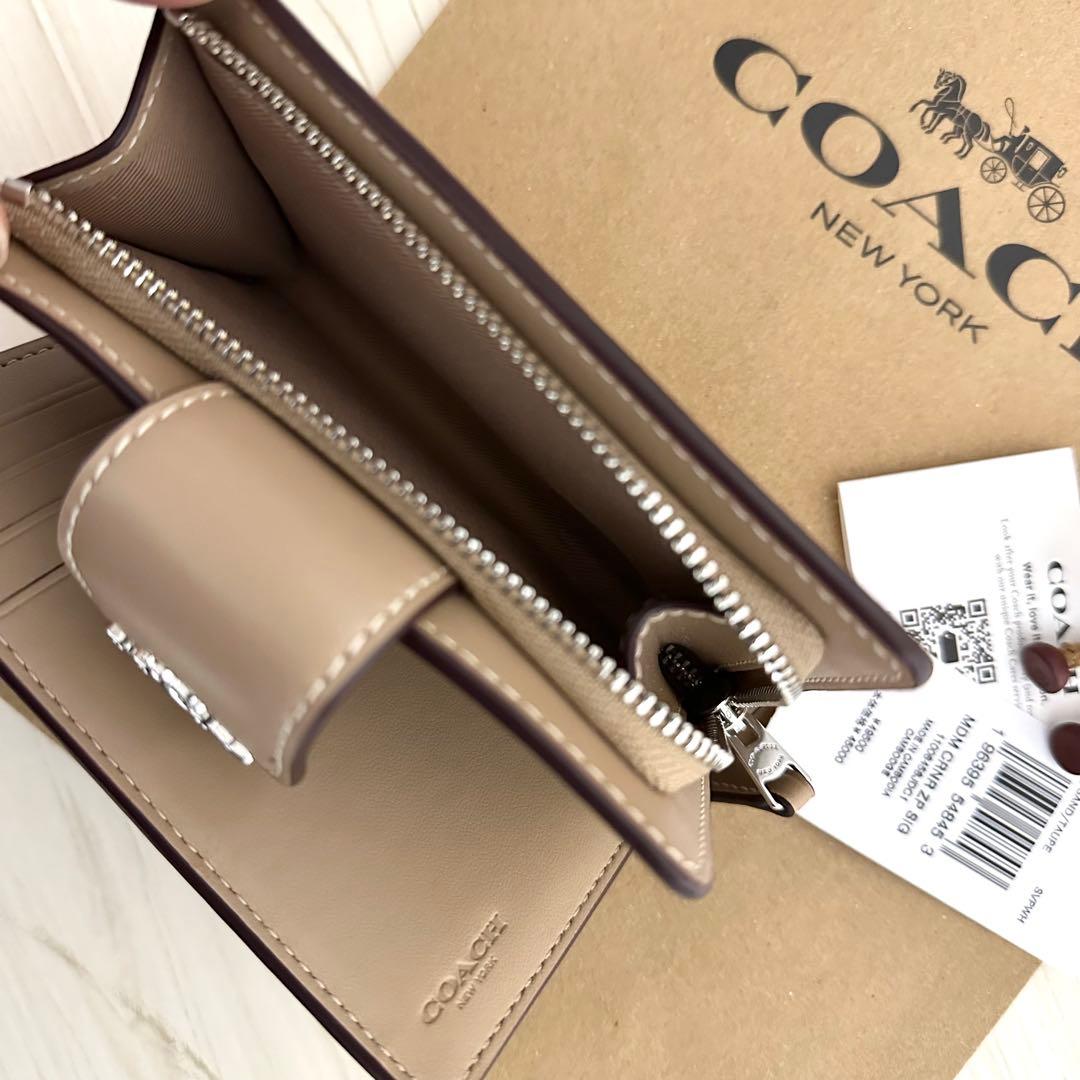 新品　COACH　コーチ 財布 折り財布　２つ折り財布 キャメル