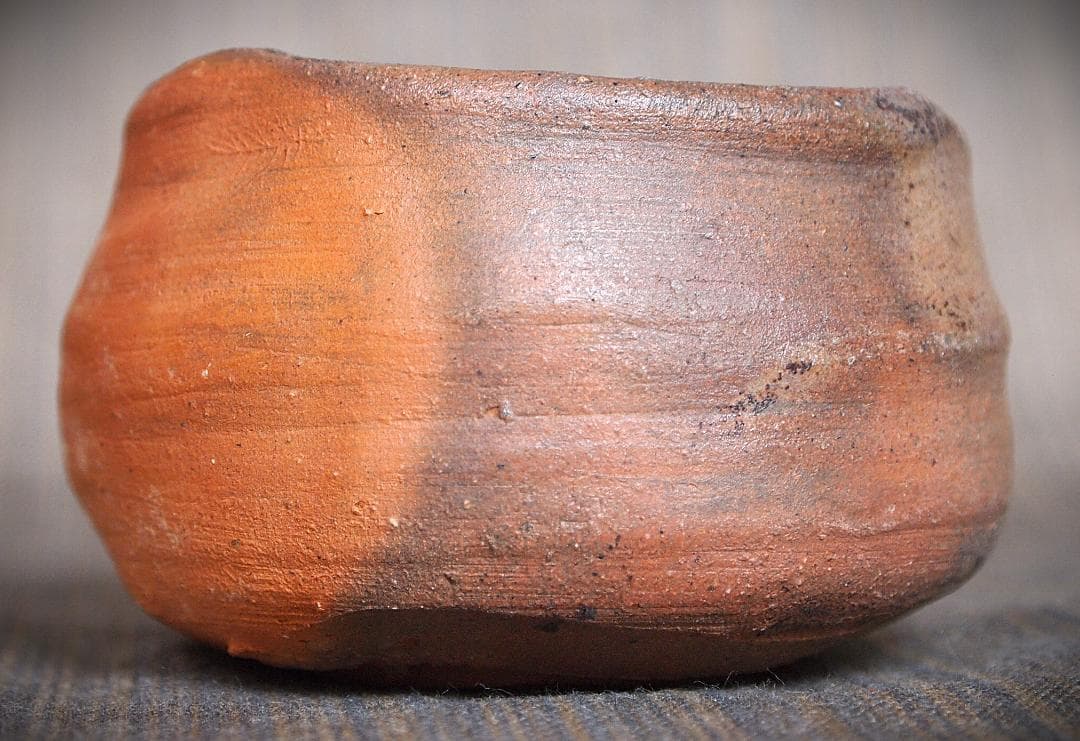 人気作家★中村和樹【師：中村真・中村六郎】★備前【窯変】ぐいのみCC★共箱・布