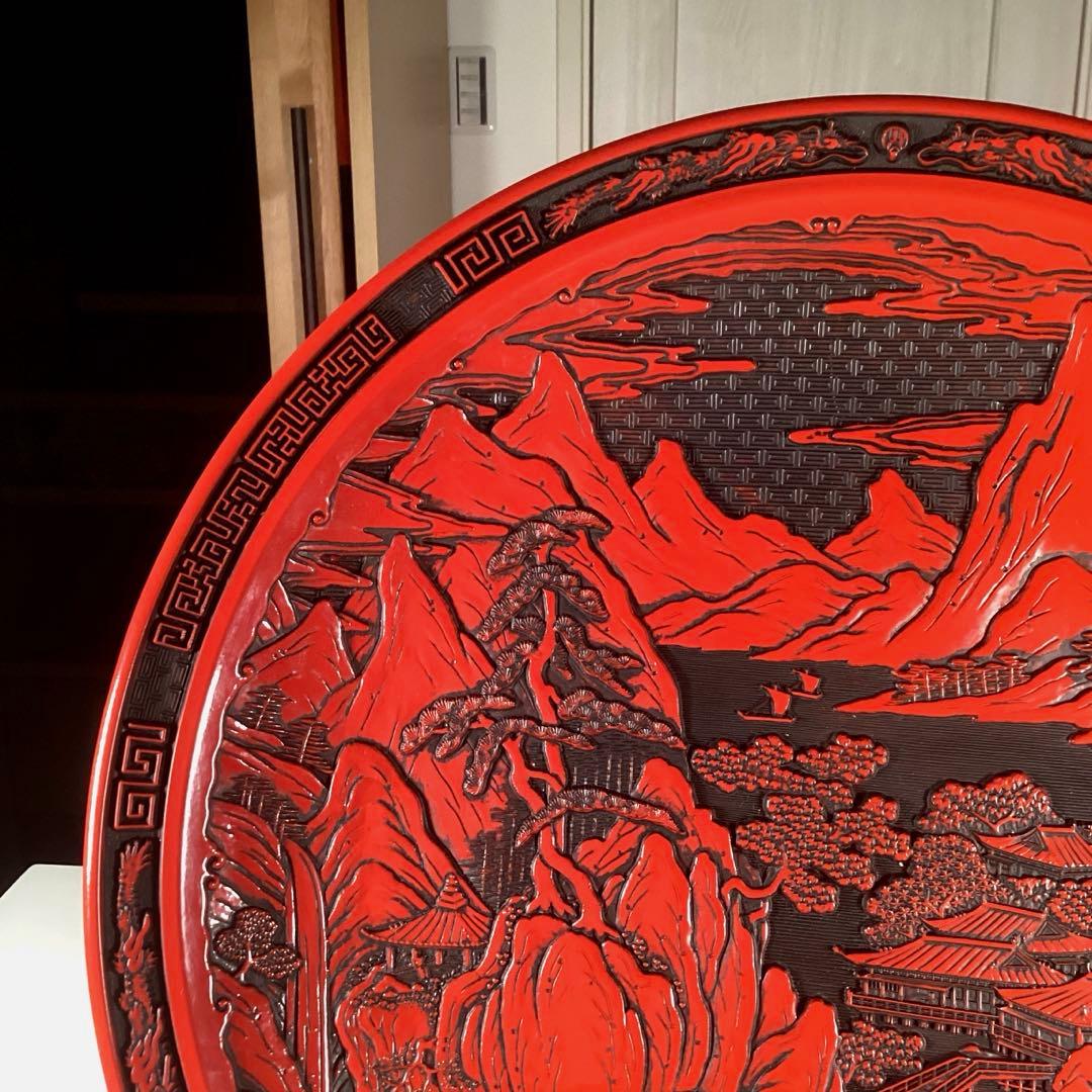 『暮らしのうー特価』　堆朱　大皿　飾り皿　皿立て付き　特大サイズ