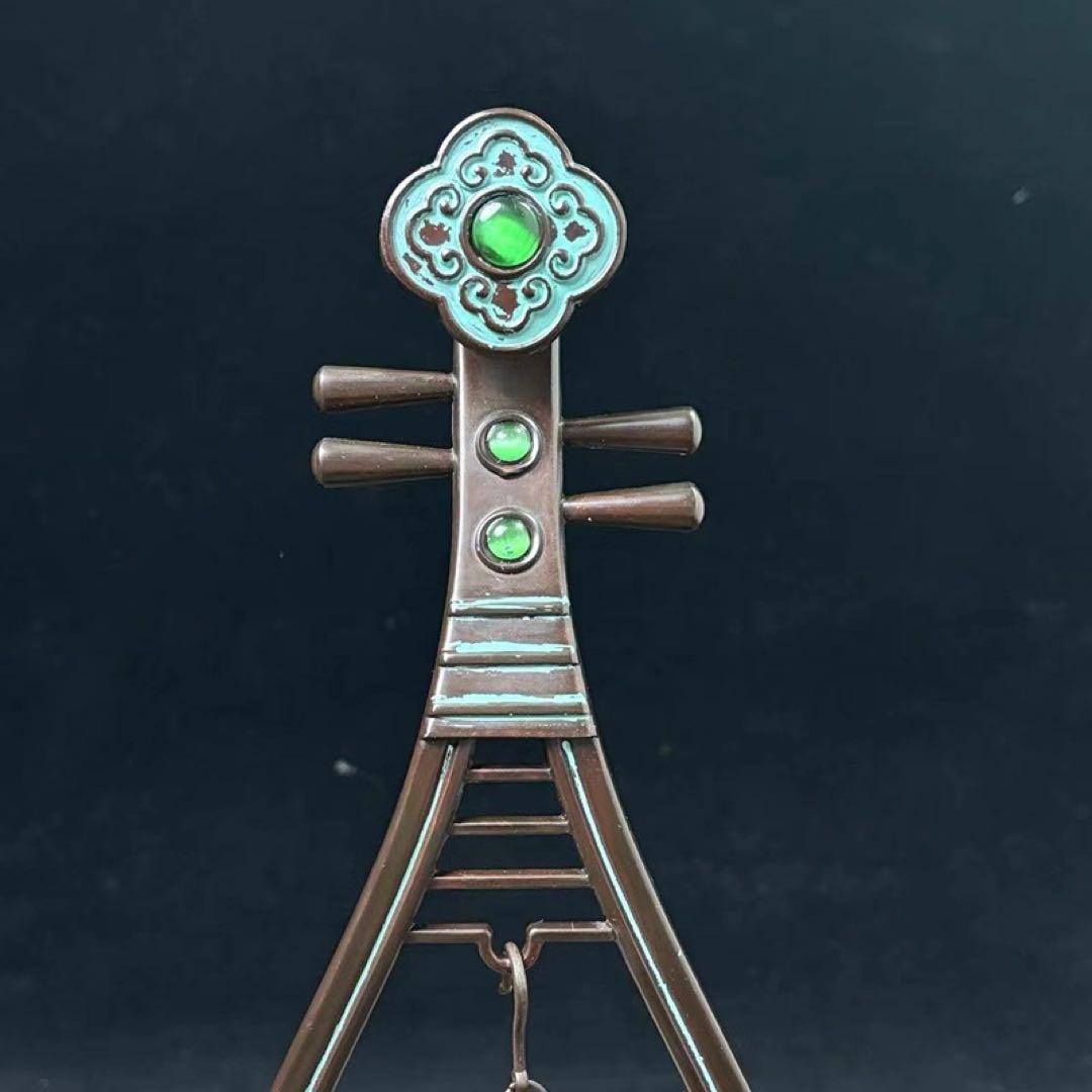 銅製 象嵌宝石琵琶弔炉 薫香炉 客間茶室掛炉 銅炉 美品 装飾品 工芸品 置物