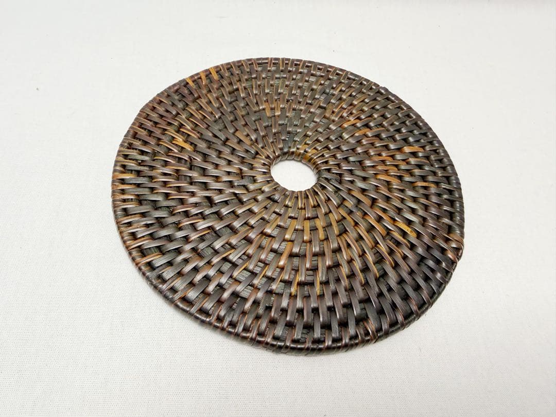 未使用 茶道具 釜敷 瓶敷 籐編 網代瓶座 急須台 円式瓶座