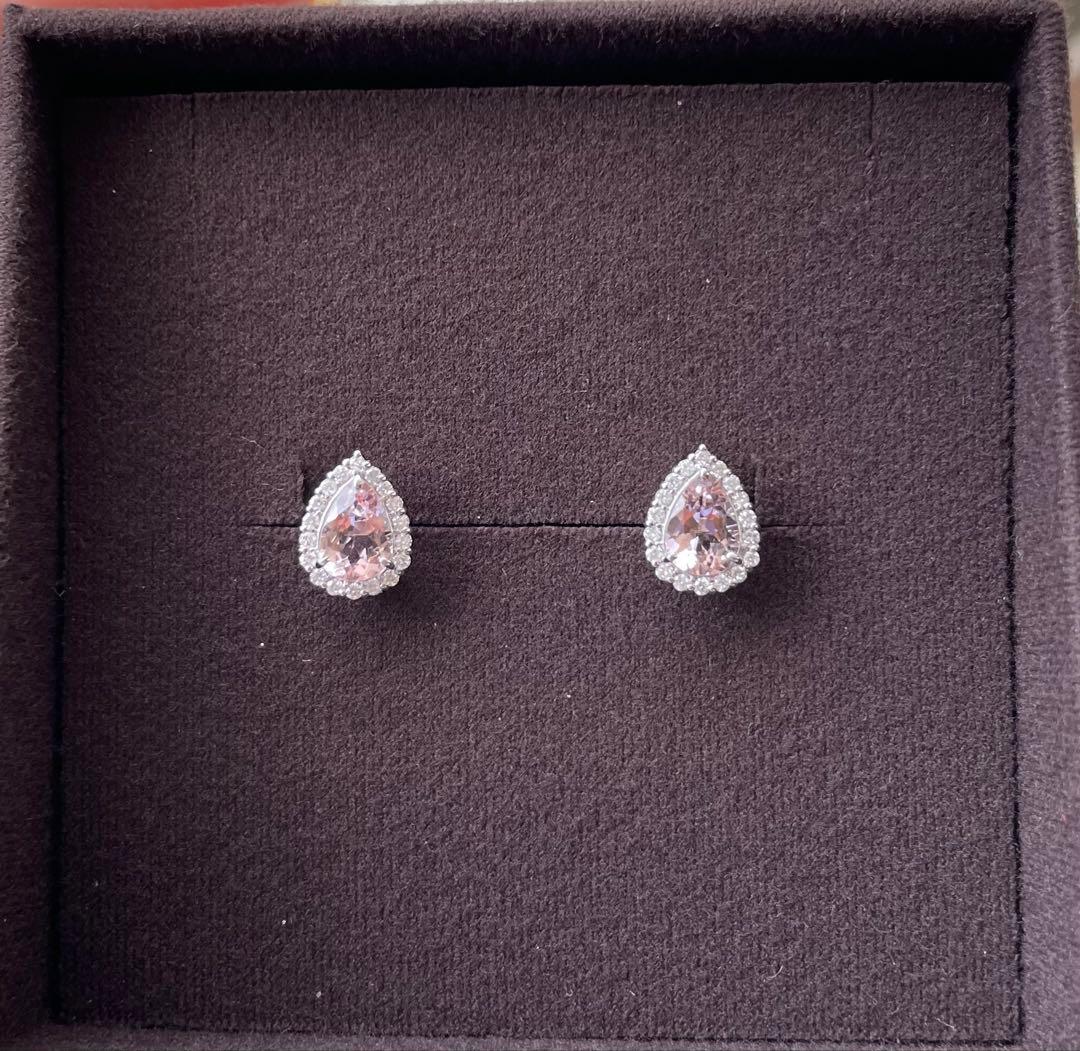 PT900モルガナイト脇石ダイヤピアス 1.34ct D0.22ct新品未使用