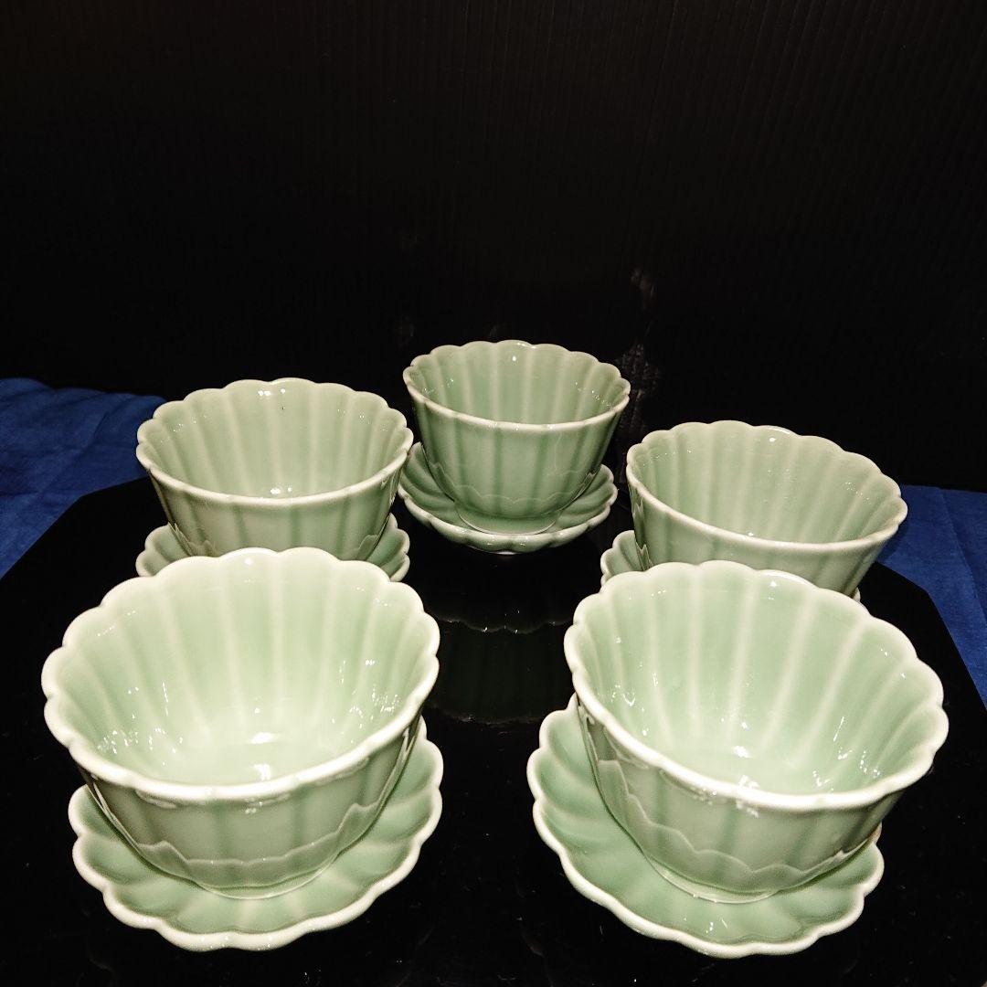 鍋島青磁、菊豆皿、鉢、レトロ