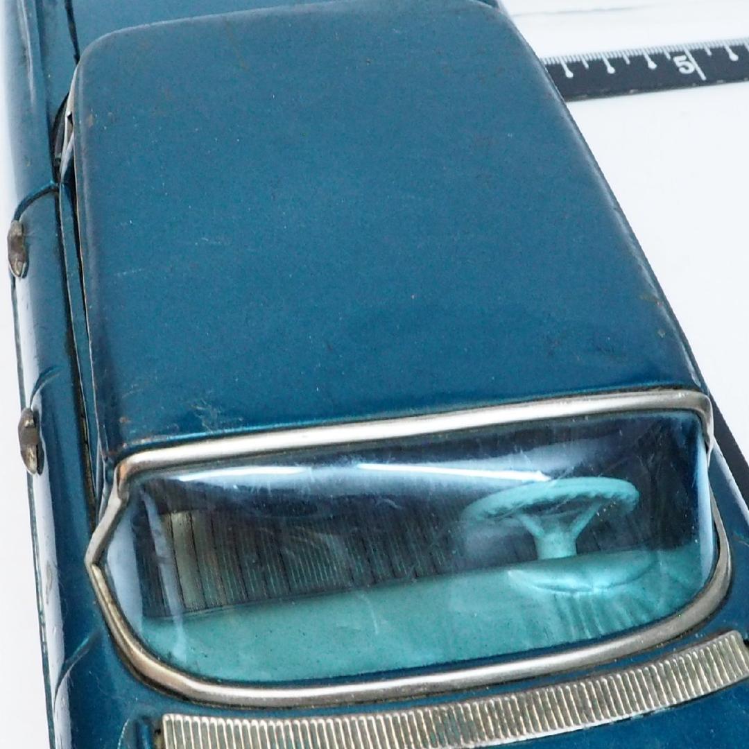 萬代屋 60'sキャデラック セダン 大サイズ青緑tinブリキtoy car箱無