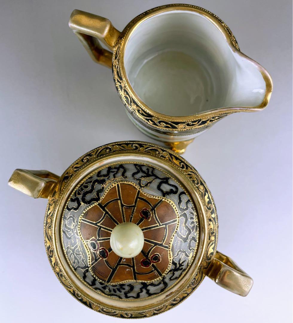 【希少】オールドノリタケ アールヌーボー様式 風景紋 シュガーボウル クリーマー