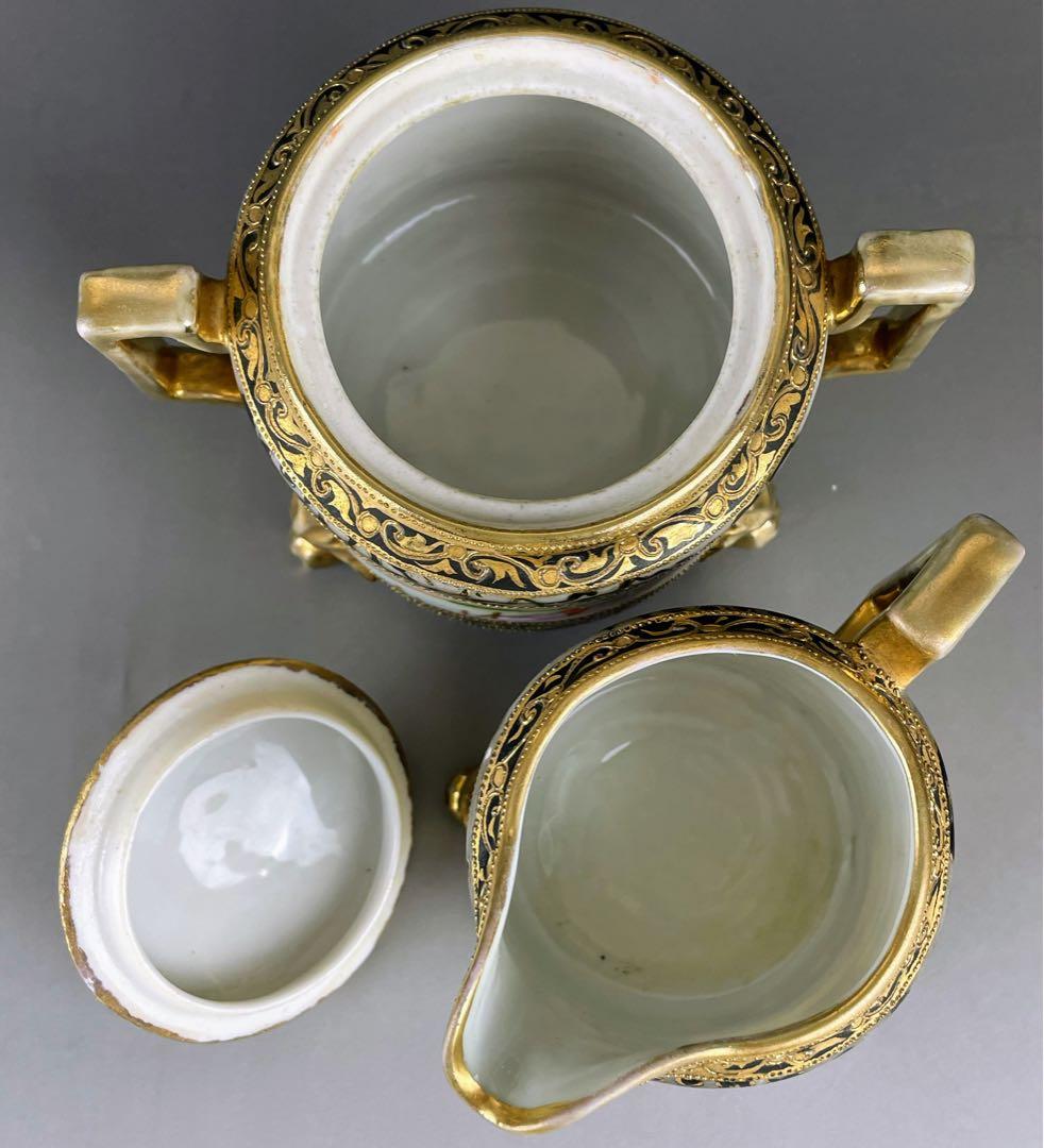 【希少】オールドノリタケ アールヌーボー様式 風景紋 シュガーボウル クリーマー