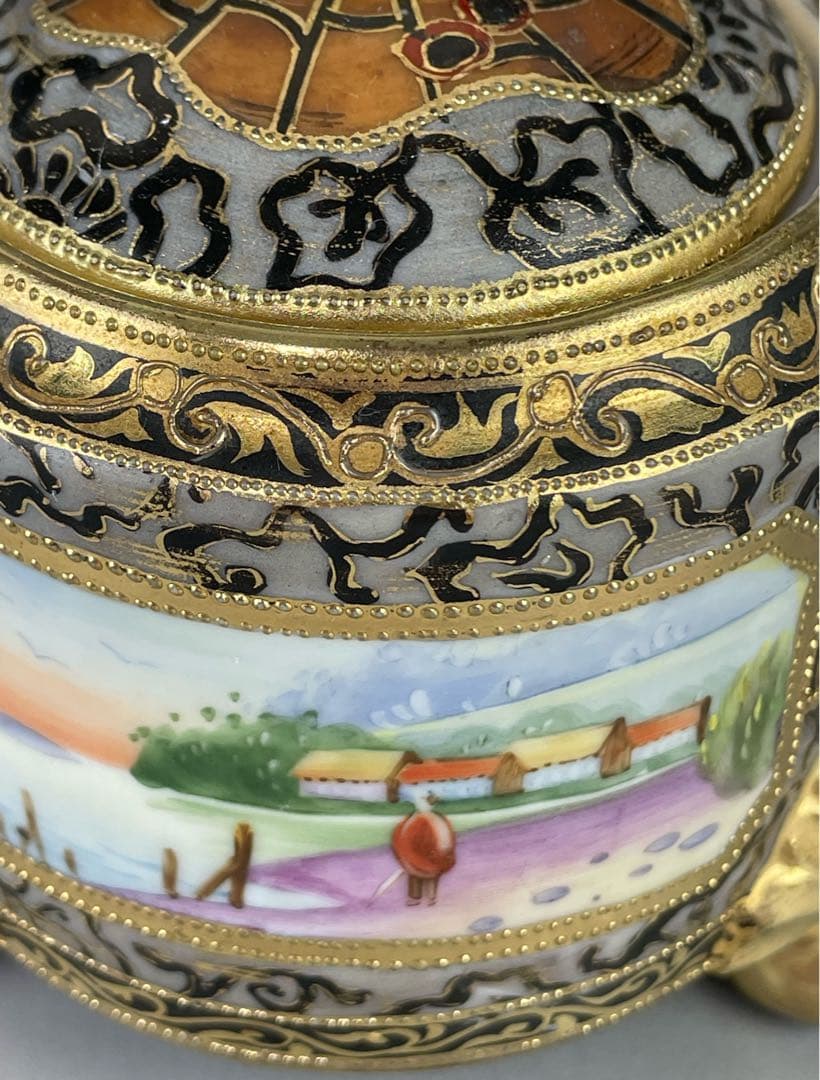 【希少】オールドノリタケ アールヌーボー様式 風景紋 シュガーボウル クリーマー