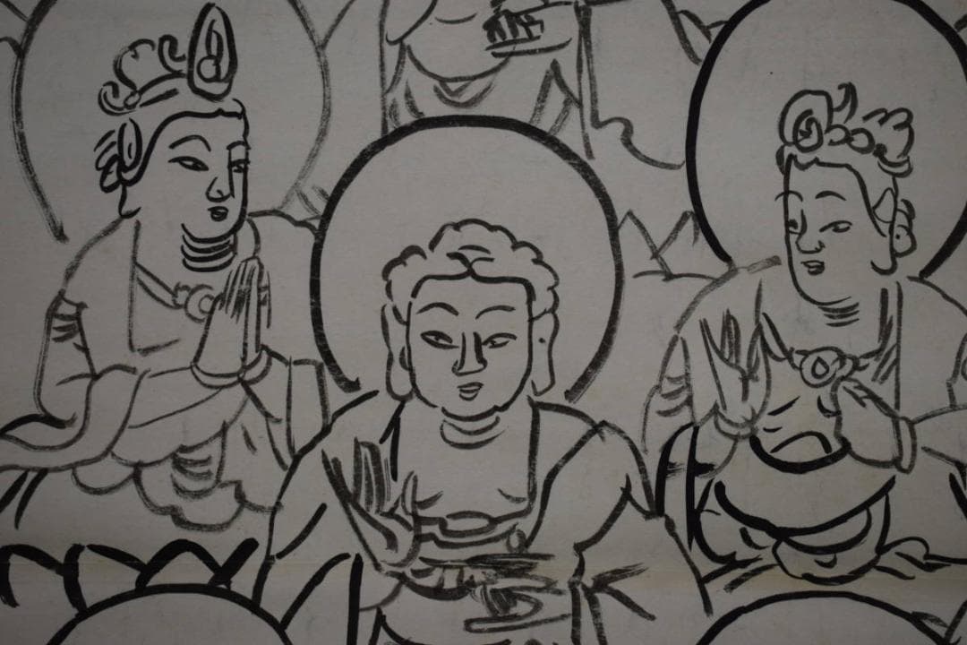 不詳/作者不詳/観世音菩薩十三佛図/観世音菩薩十三仏図/布袋屋掛軸HH-127